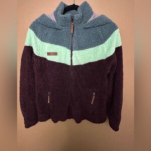 Obermeyer Colorblock Sherpa Jacket in Brown, Mint and Slate